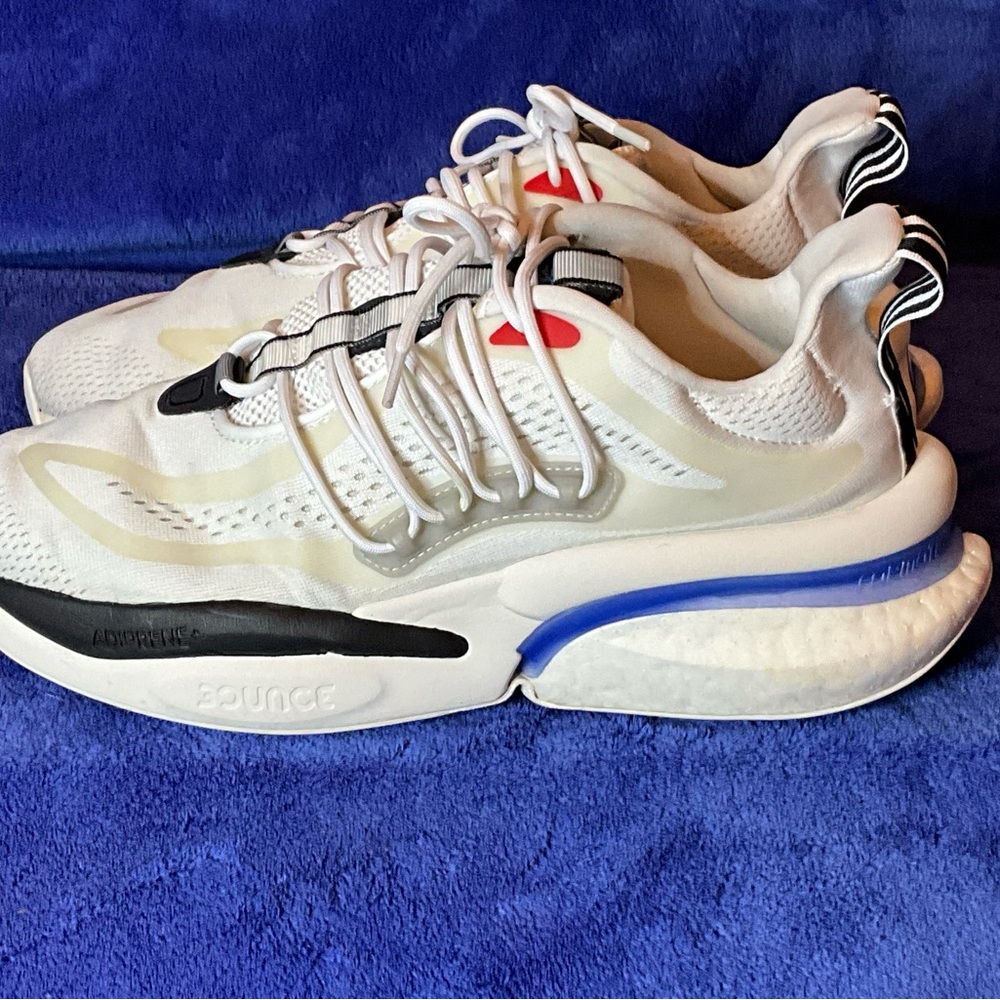 Adidas AlphaBoost V1 Sneaker Shoe Running White Black Blue Fusion Men’s Size: 10
